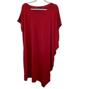 EILEEN FISHER Serrano Ballet Neck Asymmetric Shift Dress Red Size XL